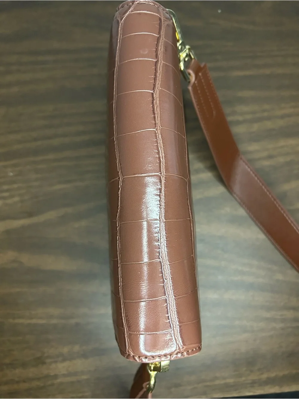JW PEI Brown Croc Embossed Vegan Leather Crossbody Bag